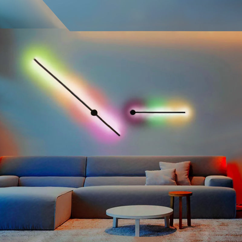 Modern Simplicity Style RGB Wall Sconce Black Long Strip Ambiance Decorative LED Wall Lamp for Restaurant Bar