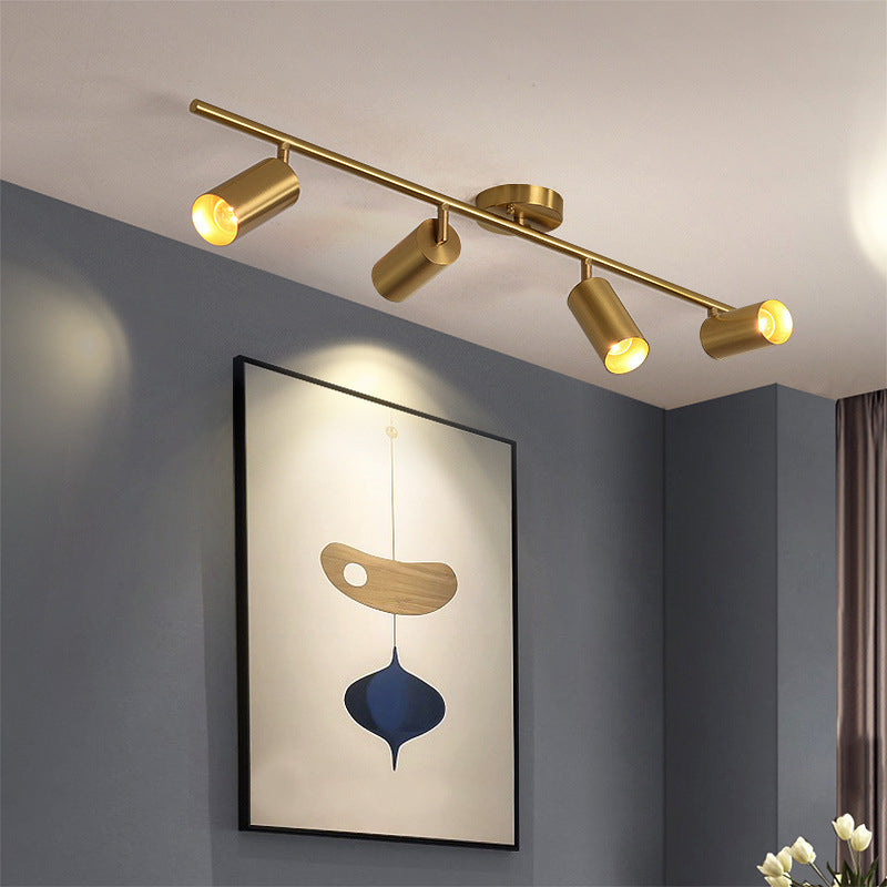 All Copper Track Lighting Kits Nordic Modern Light Luxury Home Living Room TV Cabinet Background Wall Study Room Commercial Shop Lamps