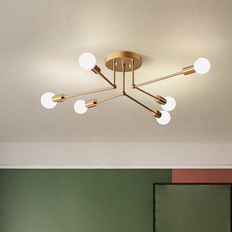 Zeitgenössische Sputnik Semi Flush Mount Glas Wohnzimmer Deckenmontage Leuchte Leuchte