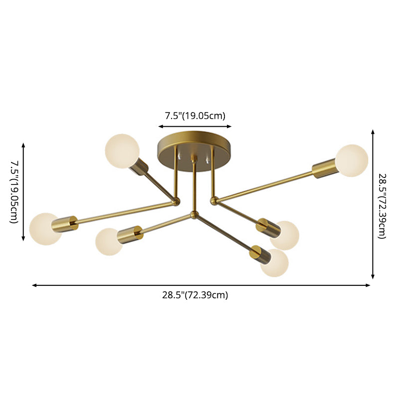 Zeitgenössische Sputnik Semi Flush Mount Glas Wohnzimmer Deckenmontage Leuchte Leuchte