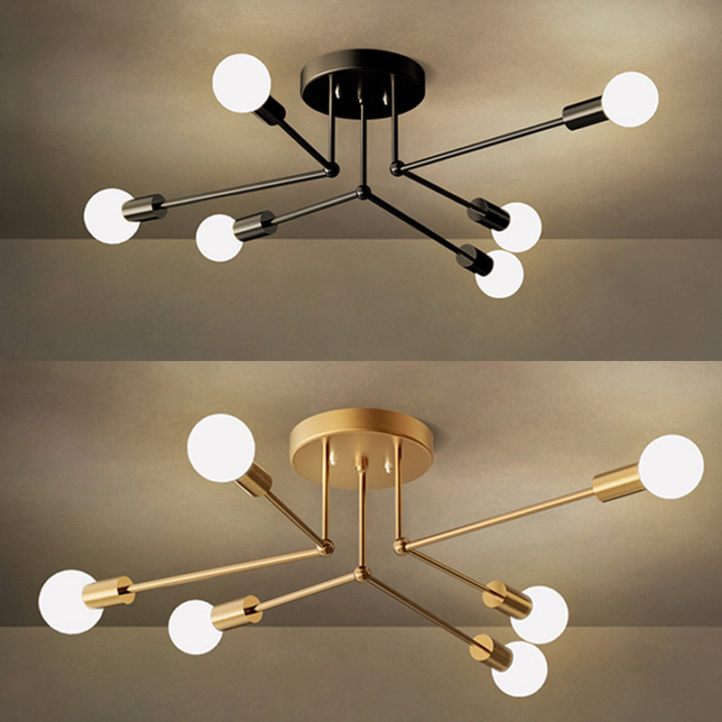 Zeitgenössische Sputnik Semi Flush Mount Glas Wohnzimmer Deckenmontage Leuchte Leuchte