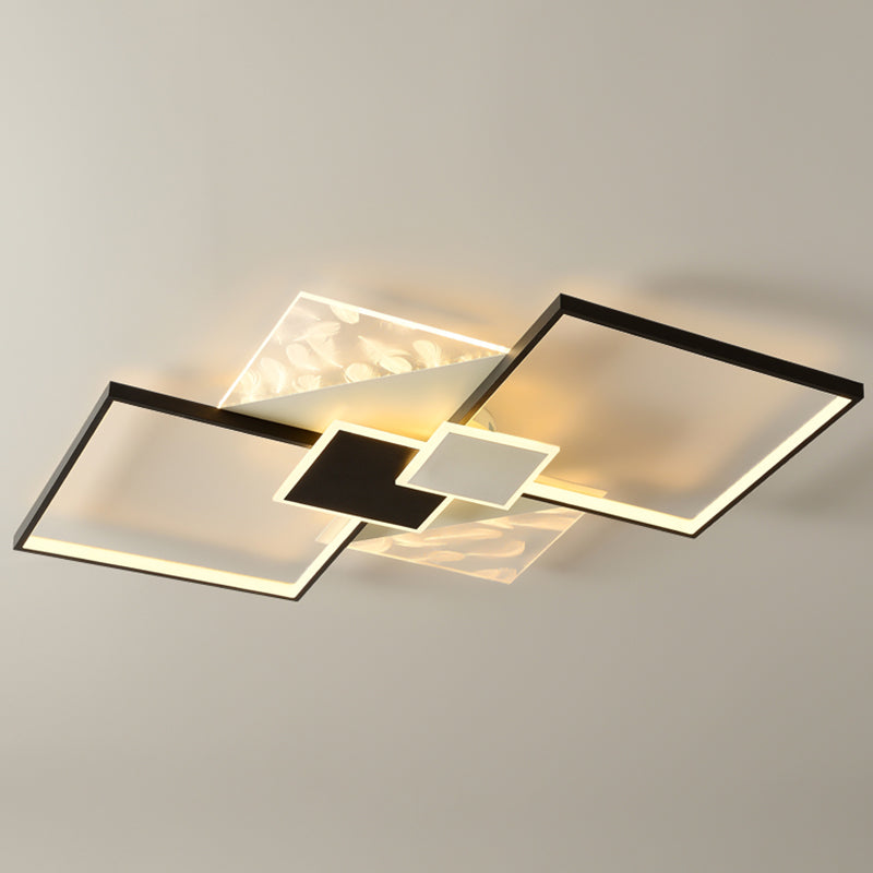 Lampe encastrée symétrique en métal simplicité LED plafonnier en plumes pour salon
