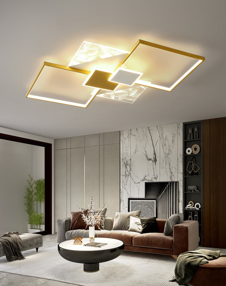 Lampe encastrée symétrique en métal simplicité LED plafonnier en plumes pour salon