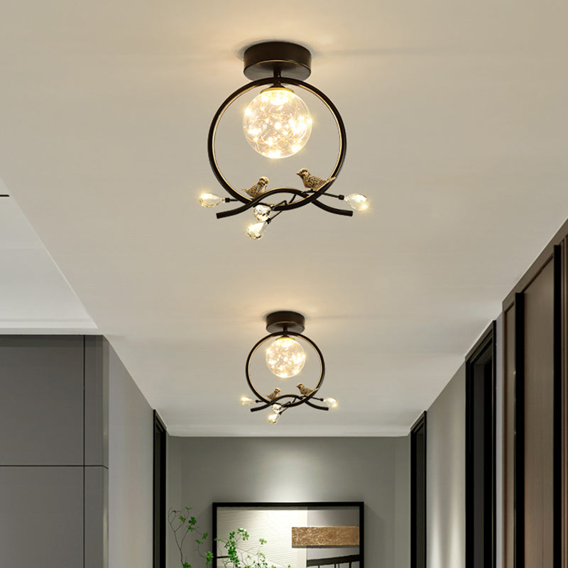 New Modern Clear Glass Flush Light Fixtures Corridor Spherical Flush Mount with Shape