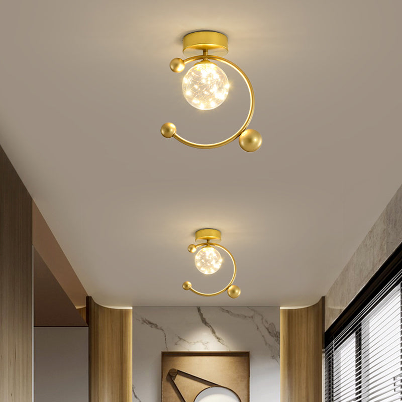 New Modern Clear Glass Flush Light Fixtures Corridor Spherical Flush Mount with Shape
