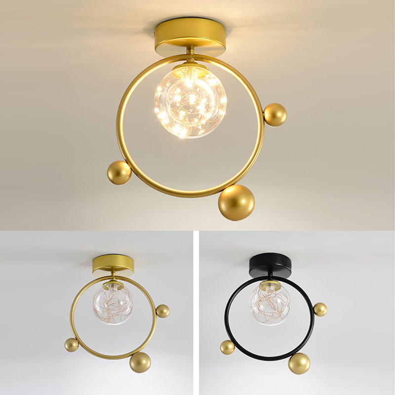 New Modern Clear Glass Flush Light Fixtures Corridor Spherical Flush Mount with Shape