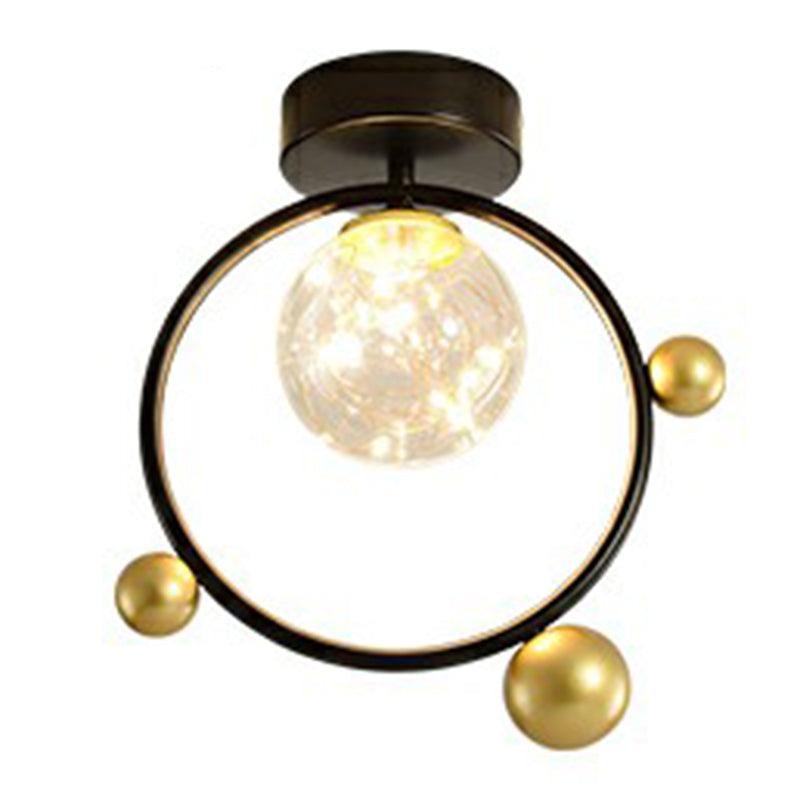 New Modern Clear Glass Flush Light Fixtures Corridor Spherical Flush Mount with Shape