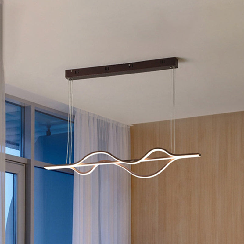 Wave Large Kitchen Pendant Lights Aluminum Modern Simplicity Island Chandelier Lights for Restaurant
