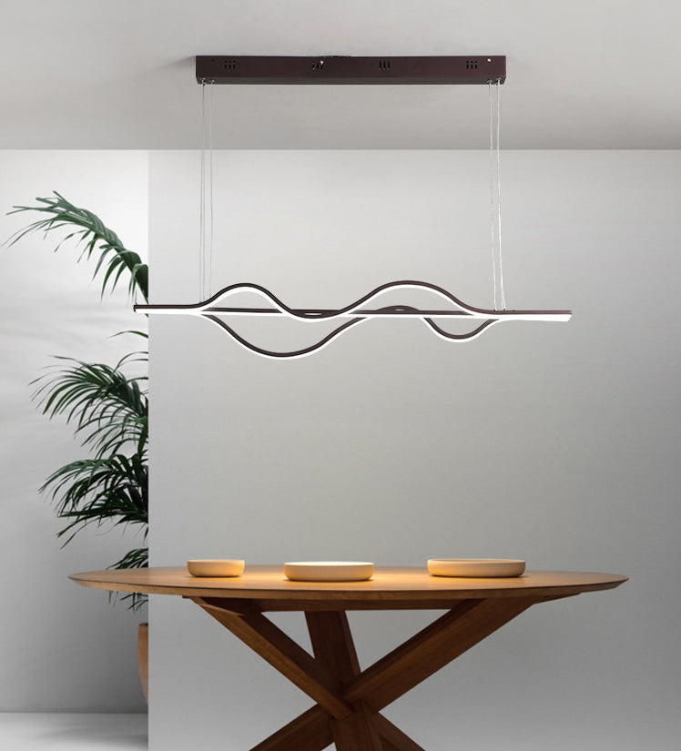 Vague grande cuisine pendante lumières aluminium moderne simplicité île île lustre lumières pour restaurant