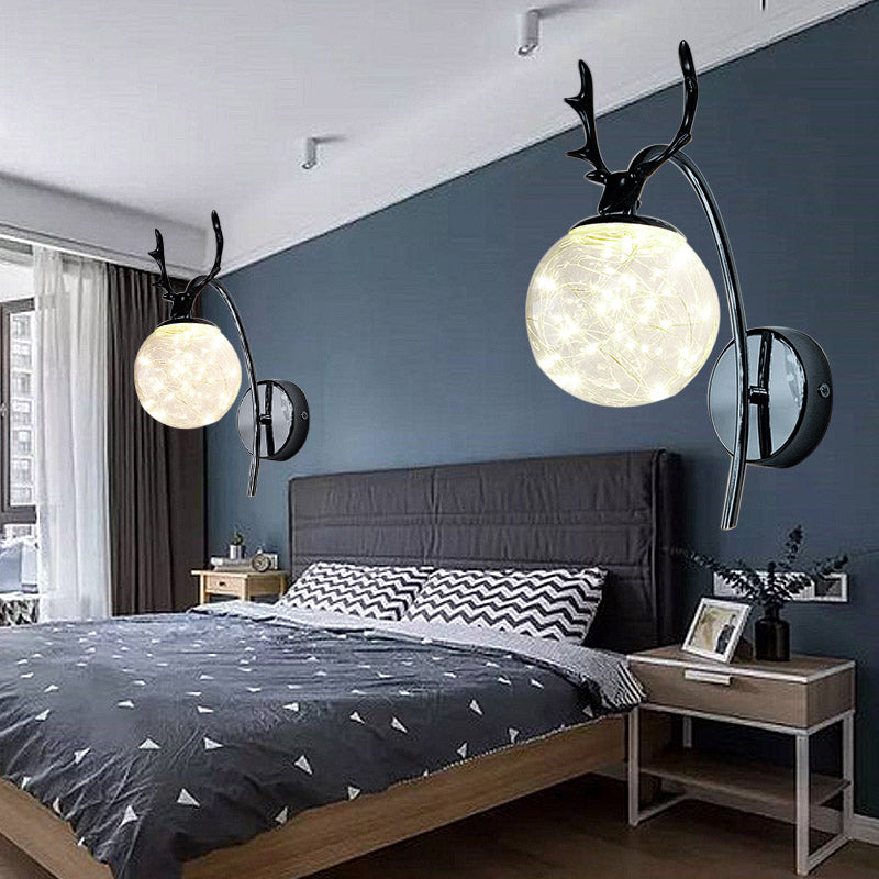 Decorative LED String Light Glass Wall Lamp with Gooseneck for Bedroom Living Room