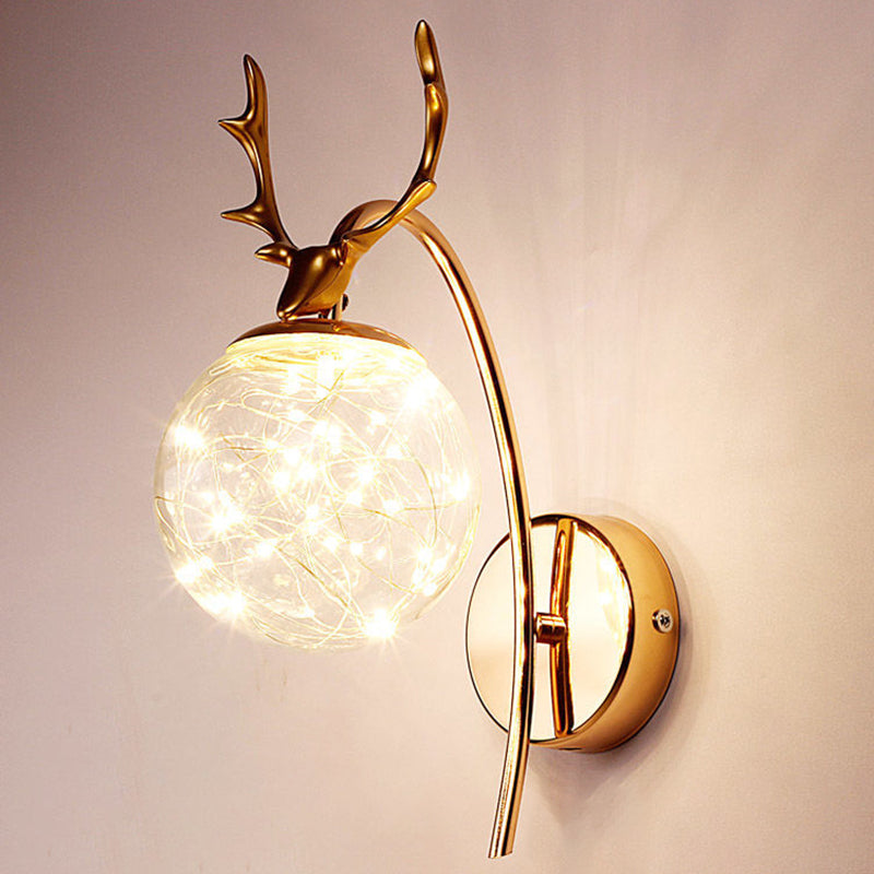 Decorative LED String Light Glass Wall Lamp with Gooseneck for Bedroom Living Room