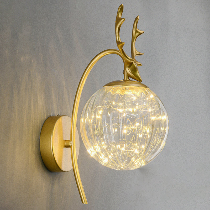 Decorative LED String Light Glass Wall Lamp with Gooseneck for Bedroom Living Room