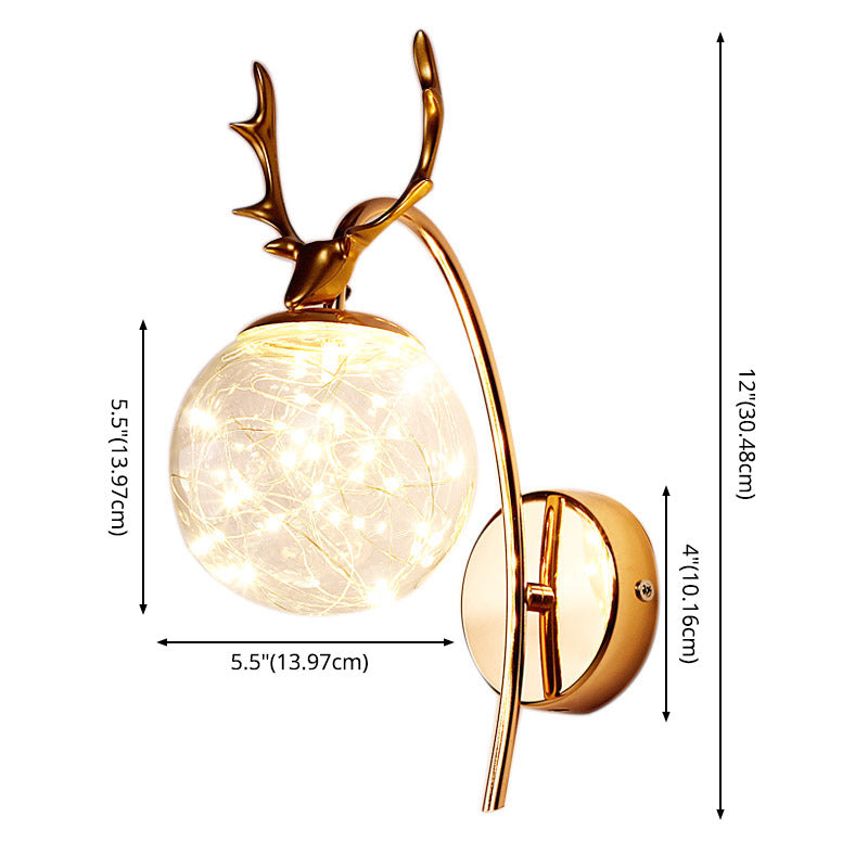Decorative LED String Light Glass Wall Lamp with Gooseneck for Bedroom Living Room