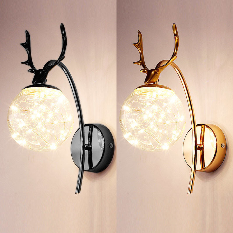 Decorative LED String Light Glass Wall Lamp with Gooseneck for Bedroom Living Room