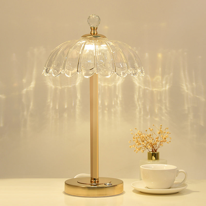 Modern Minimalist Style Dome Nightstand Lamp Glass 1 Light Table Lamp for Bedroom