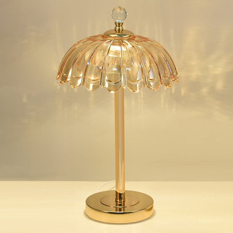 Modern Minimalist Style Dome Nightstand Lamp Glass 1 Light Table Lamp for Bedroom