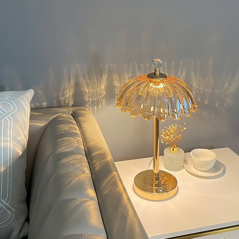 Modern Minimalist Style Dome Nightstand Lamp Glass 1 Light Table Lamp for Bedroom