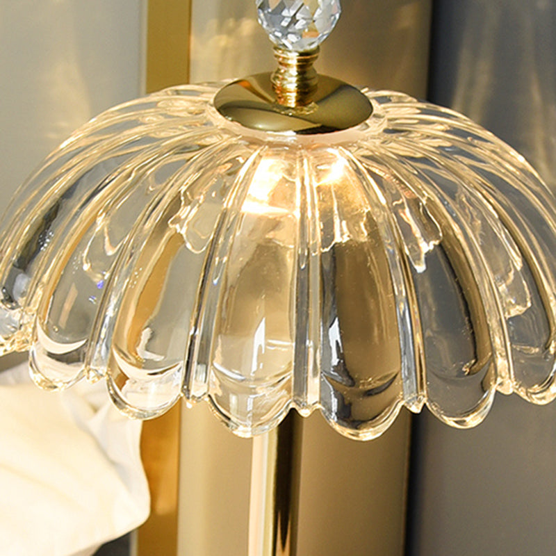 Modern Minimalist Style Dome Nightstand Lamp Glass 1 Light Table Lamp for Bedroom