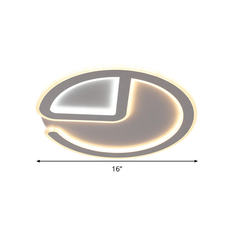 16"/19.5" Dia Minimal Clock Flush Mount Light Thin Acrylic LED Grey Ceiling Light Fixture in Warm/White Light