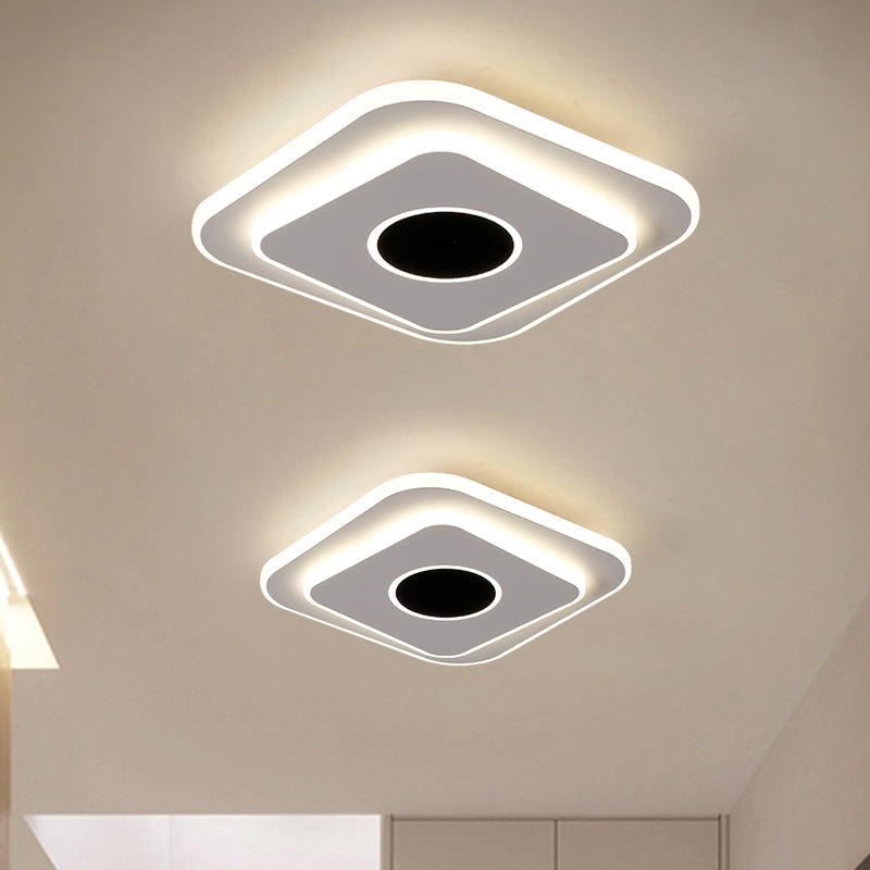 LED-foyer mini-plafondlamp modernistisch zwart-wit inbouwlamp met gelaagde ronde/vierkante acrylkap in warm/wit licht