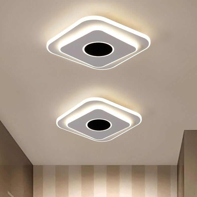 LED-foyer mini-plafondlamp modernistisch zwart-wit inbouwlamp met gelaagde ronde/vierkante acrylkap in warm/wit licht