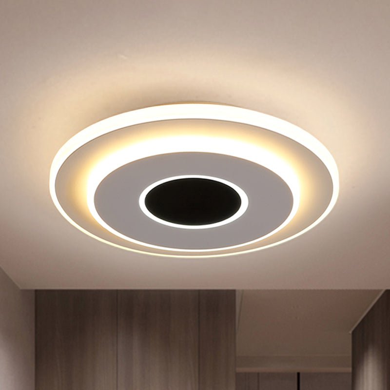 LED-foyer mini-plafondlamp modernistisch zwart-wit inbouwlamp met gelaagde ronde/vierkante acrylkap in warm/wit licht