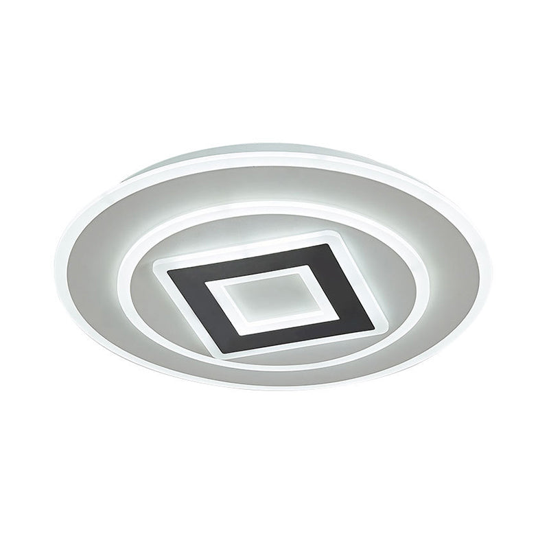 Nordic Style Layered Flush Light 18"/21.5" Dia Acrylic LED White Ceiling Flush Mount in Warm/White Light/Remote Control Stepless Dimming