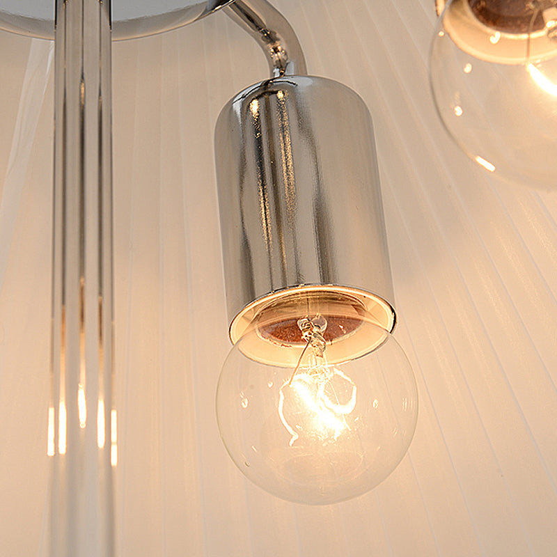 Fabric Dome Hanging Ceiling Light Modern 4 Lights White Chandelier Light Fixture