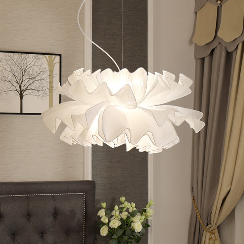 Fabric Wavy Pendant Light Fixture Nordic 1 Head Black/White Hanging Ceiling Light for Bedroom