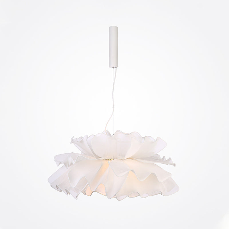 Fabric Wavy Pendant Light Fixture Nordic 1 Head Black/White Hanging Ceiling Light for Bedroom