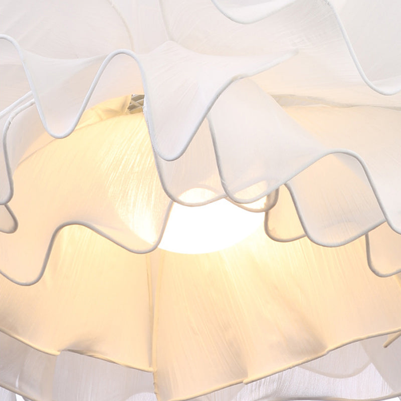 Fabric Wavy Pendant Light Fixture Nordic 1 Head Black/White Hanging Ceiling Light for Bedroom