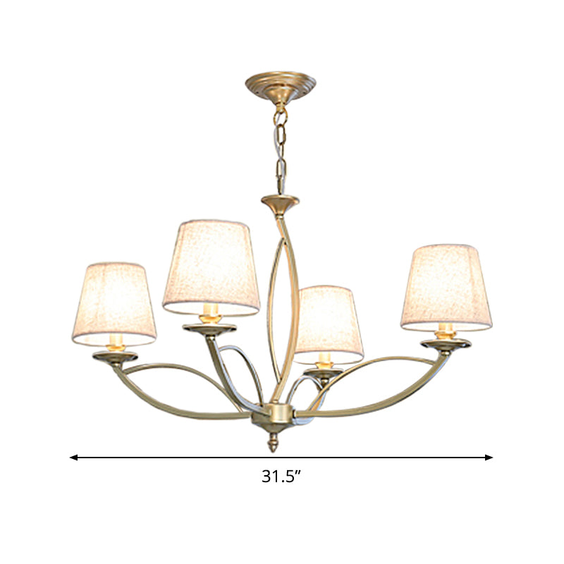 Barrel Fabric Chandelier Lighting Fixture Contemporary 4/6/8 Heads White Suspension Light