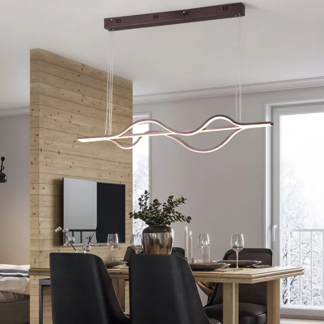 Vague grande cuisine pendante lumières aluminium moderne simplicité île île lustre lumières pour restaurant