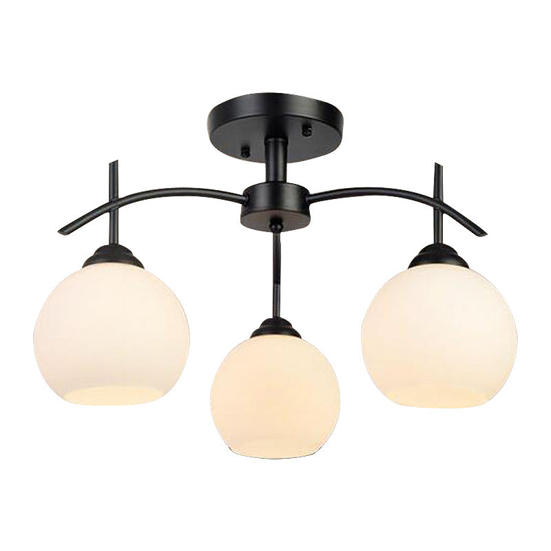 Glasschwarz halb Flush Mount Kronleuchter global minimalistische Deckenmontage Kronleuchter