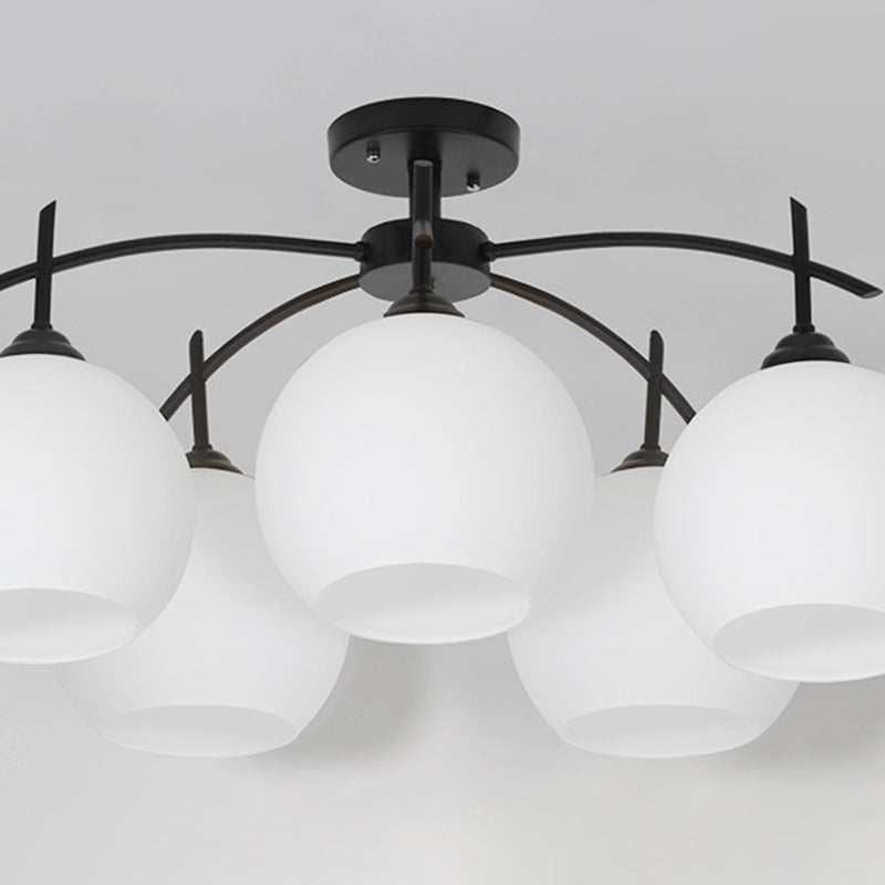 Glass Black Semi Flush Mount Chandelier Global Minimalist Ceiling Mount Chandelier