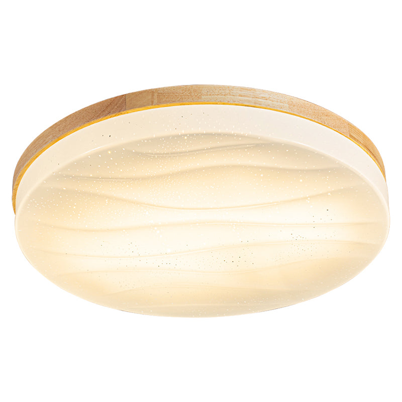 Log Color Circular LED Flush Mount in Modern Creative Style Wooden Ceiling Fixture for Bedroom