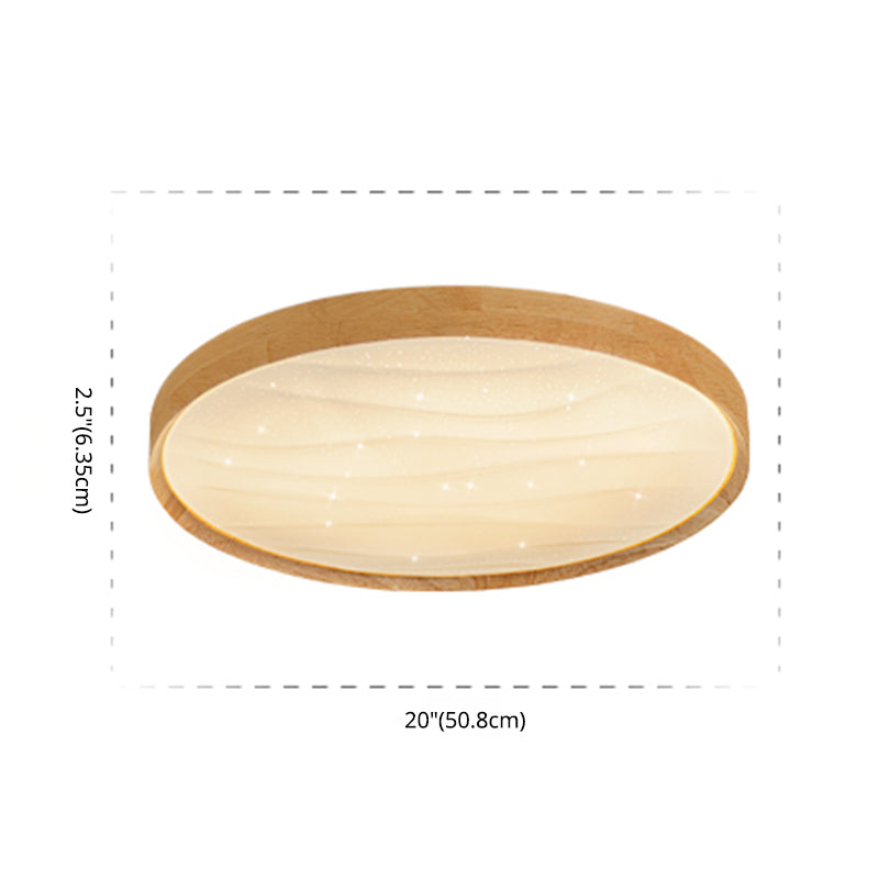 Log Color Circular LED Flush Mount in Modern Creative Style Wooden Ceiling Fixture for Bedroom
