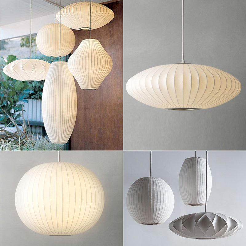 Silk geometrica Luce a pendente a pendente Minimalista Bianca a 1 testa Luce sospesa per il ristorante
