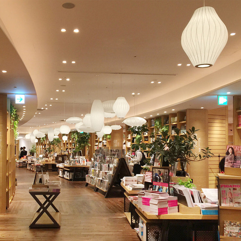 Silk geometrica Luce a pendente a pendente Minimalista Bianca a 1 testa Luce sospesa per il ristorante