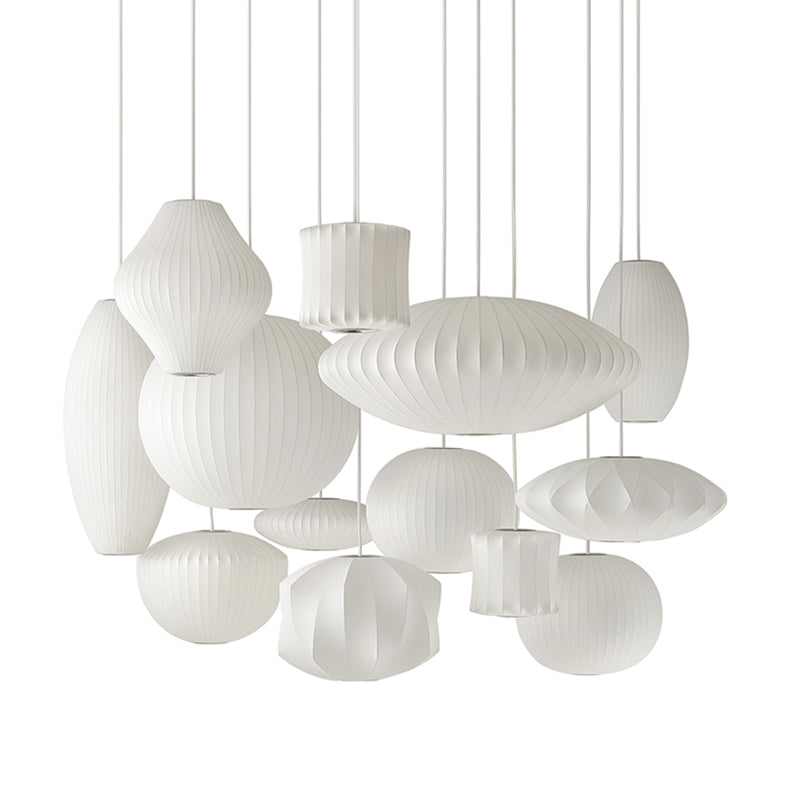 Silk geometrica Luce a pendente a pendente Minimalista Bianca a 1 testa Luce sospesa per il ristorante