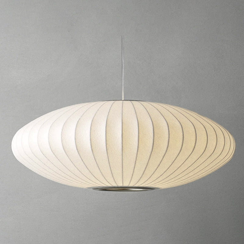 Silk geometrica Luce a pendente a pendente Minimalista Bianca a 1 testa Luce sospesa per il ristorante