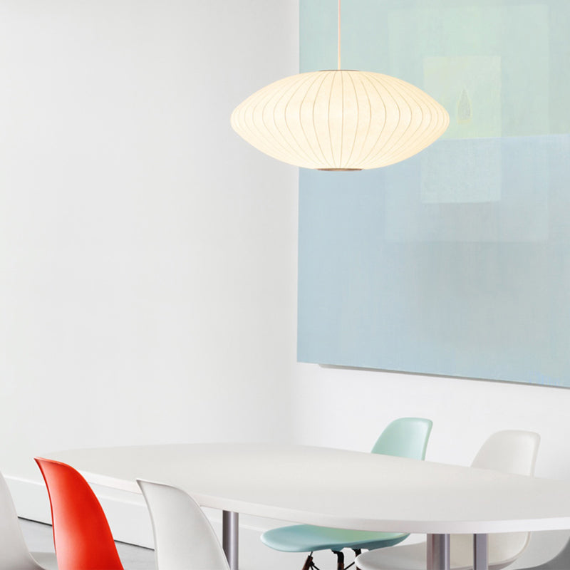 Silk geometrica Luce a pendente a pendente Minimalista Bianca a 1 testa Luce sospesa per il ristorante