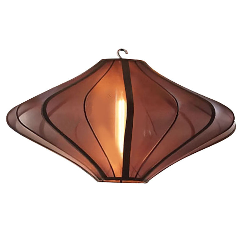 Rhombus Hanging Ceiling Lantern Modern Fabric 1-Light Dinner Pendant Light with Tassel