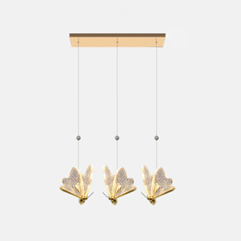 Moderne LED hanger Gold Finish Butterfly Suspension Lighting met acrylschaduw voor trappen
