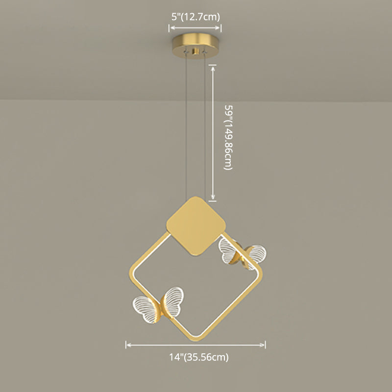 Plafonnage minimaliste Butterfly Plafond Metal Bedroom LED Suspension Pendante