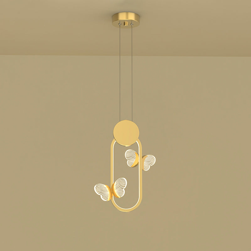Minimalistic Butterfly Ceiling Fixture Metal Bedroom LED Suspension Pendant Light