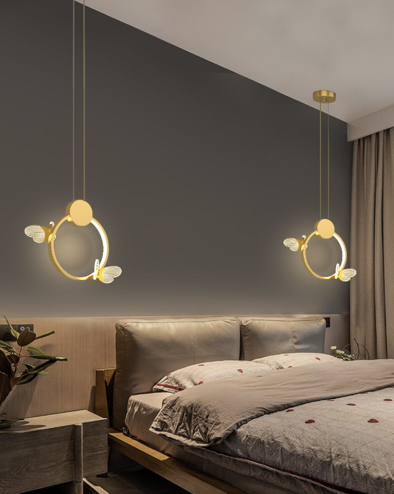 Plafonnage minimaliste Butterfly Plafond Metal Bedroom LED Suspension Pendante
