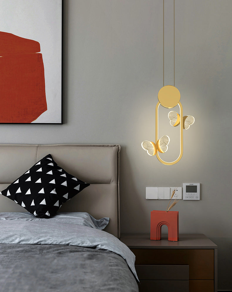 Plafonnage minimaliste Butterfly Plafond Metal Bedroom LED Suspension Pendante