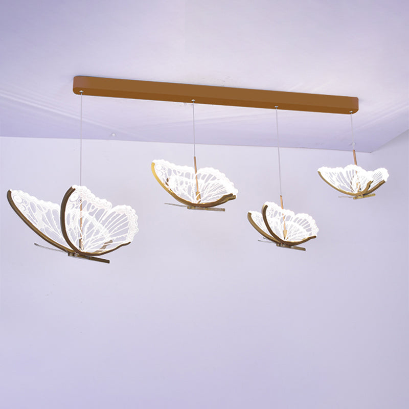 Eenvoud hangende verlichting messing vlinder led plafond hanger met acryl schaduw