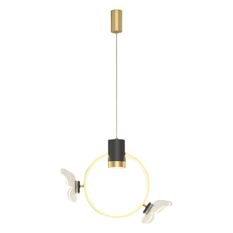 Luz colgante de anillo de halo dorado simplicidad de colgante de colgante de led de metal para dormitorio